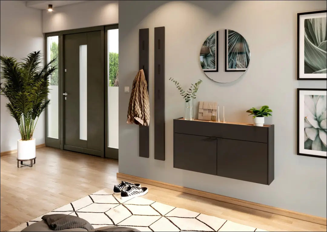Pakabinama batų spintelė KI1750 - €90 Save 65% 50-100, __label:Pristatymas 1-2 d.d., color-pilka, material-mediena,