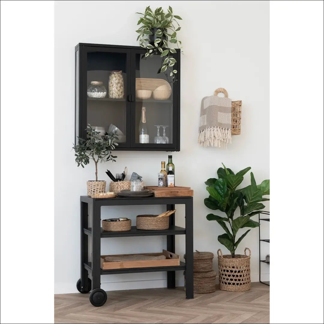Pakabinama vitrina 2 stiklinės durys plienas juoda 80x18x80 cm RD513 - €203 Save 15% __label:Pristatymas 5-14 d.d.,