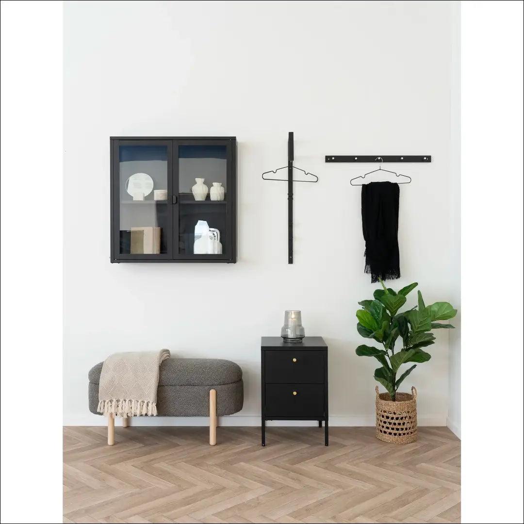 Pakabinama vitrina 2 stiklinės durys plienas juoda 80x18x80 cm RD513 - €203 Save 15% __label:Pristatymas 5-14 d.d.,
