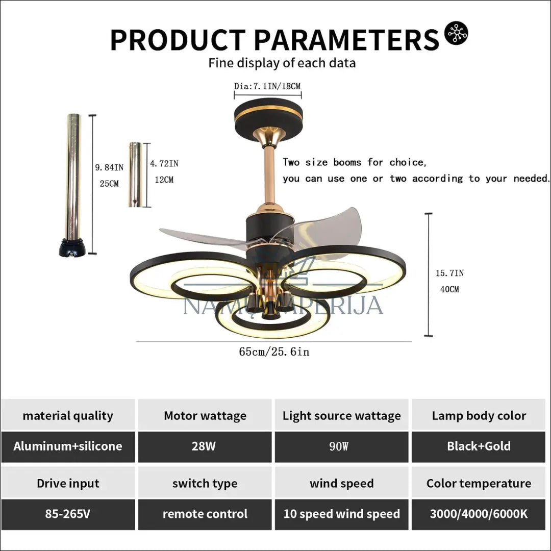 Pakabinamas LED šviestuvas su ventiliatoriumi DI7852 - €84 Save 50% 50-100, __label:Pristatymas 1-2 d.d.,