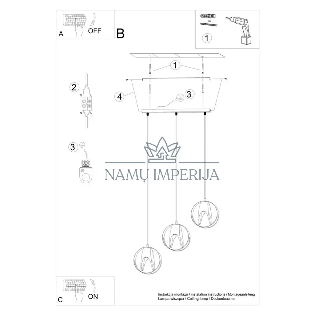 Pakabinamas šviestuvas DI6840 - €121 Save 50% 100-200, __label:Pristatymas 1-2 d.d., color-juoda, interjeras,