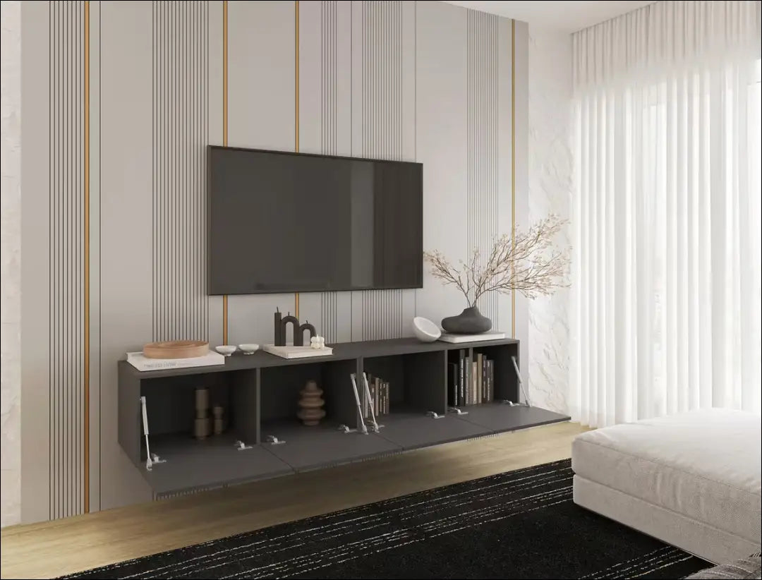 Pakabinamas TV staliukas SI2197 - €65 Save 60% 50-100, __label:Pristatymas 1-2 d.d., color-pilka, material-mediena,