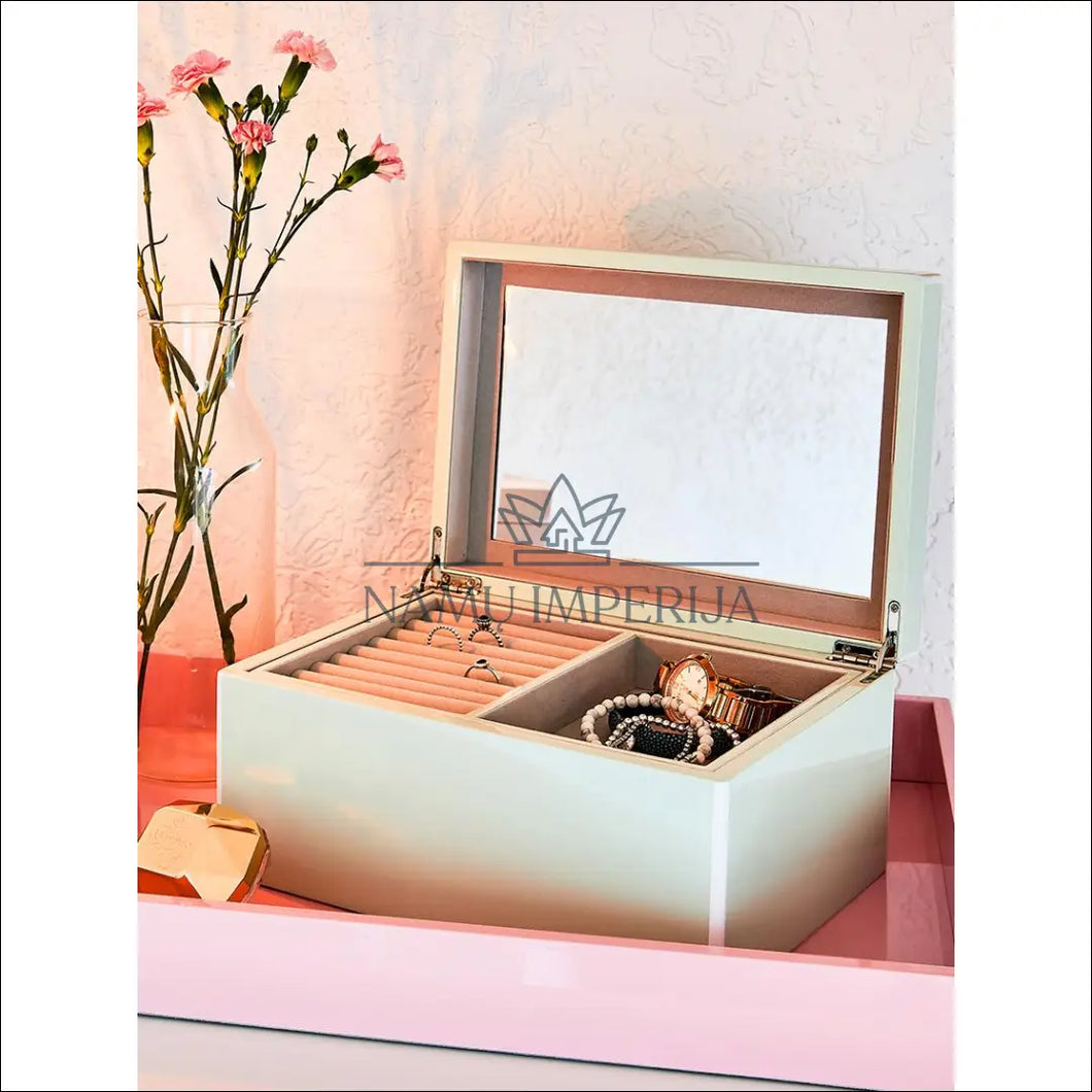 Papuošalų dėžutė su veidrodžiu DI3734 - €38 Save 65% 25-50, color-balta, color-pilka, dekoracijos, interjeras
