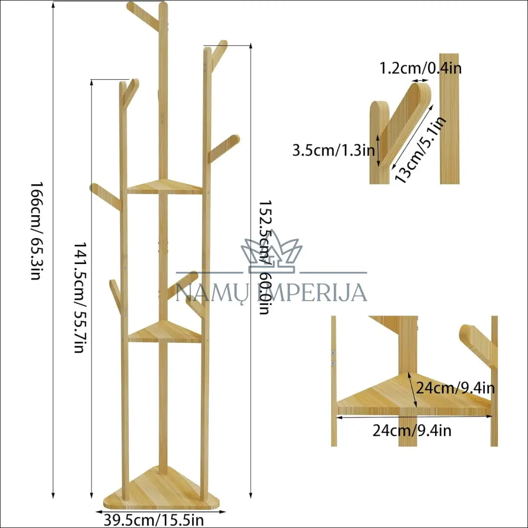 Pastatoma kabykla su lentynėlėmis KI1063 - €32 Save 50% 25-50, __label:Pristatymas 1-2 d.d., color-ruda, kabykla,