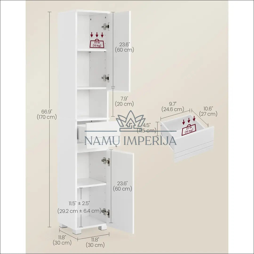 Pastatoma spintelė SM574 - €118 Save 10% 100-200, __label:Pristatymas 5-14 d.d., notouch10, song, spalva-balta