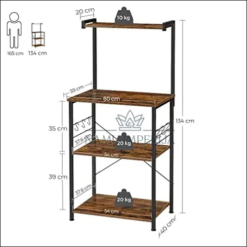 Pastatoma virtuvės lentyna SM1606 - €118 Save 30% 100-200, __label:Pristatymas 5-14 d.d., notouch30, song, spalva-juoda