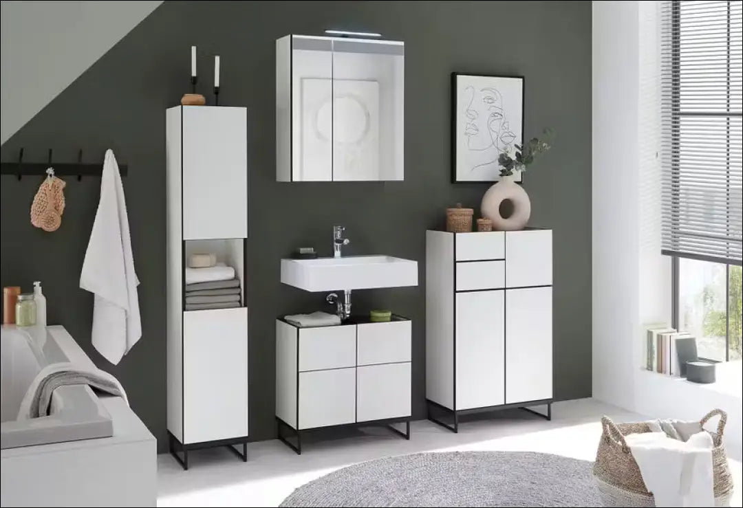 Pastatoma vonios spintelė KI1266 - €83 Save 50% 50-100, __label:Pristatymas 1-2 d.d., color-balta, color-pilka,