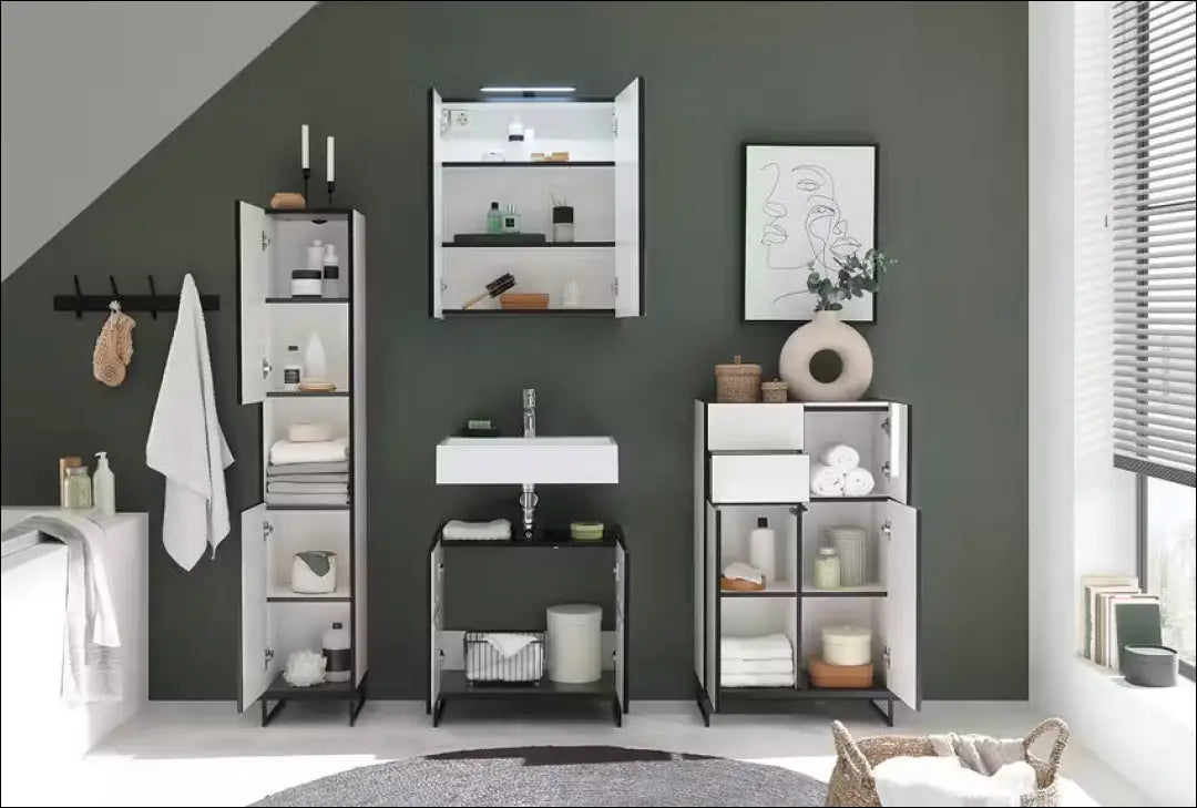 Pastatoma vonios spintelė KI1266 - €83 Save 50% 50-100, __label:Pristatymas 1-2 d.d., color-balta, color-pilka,