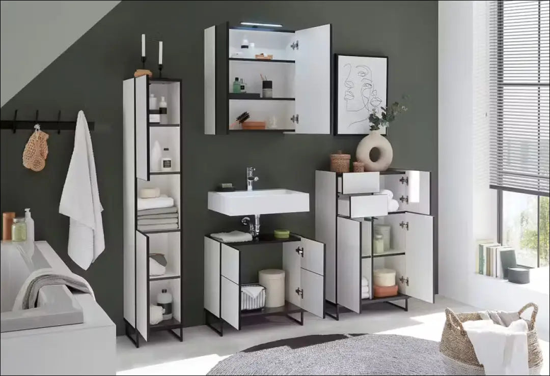 Pastatoma vonios spintelė KI1266 - €83 Save 50% 50-100, __label:Pristatymas 1-2 d.d., color-balta, color-pilka,