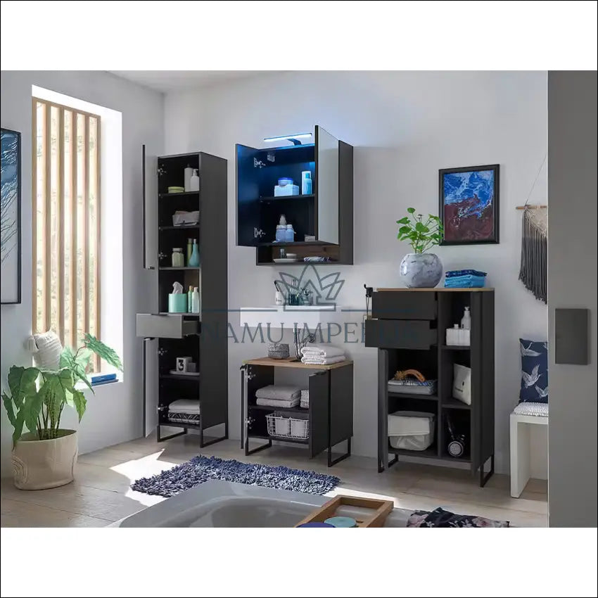 Pastatoma vonios spintelė KI1271 €83 Save 50% 50 100, __label:Pristatymas 1 2 d.d., color juoda, material mdf, Push