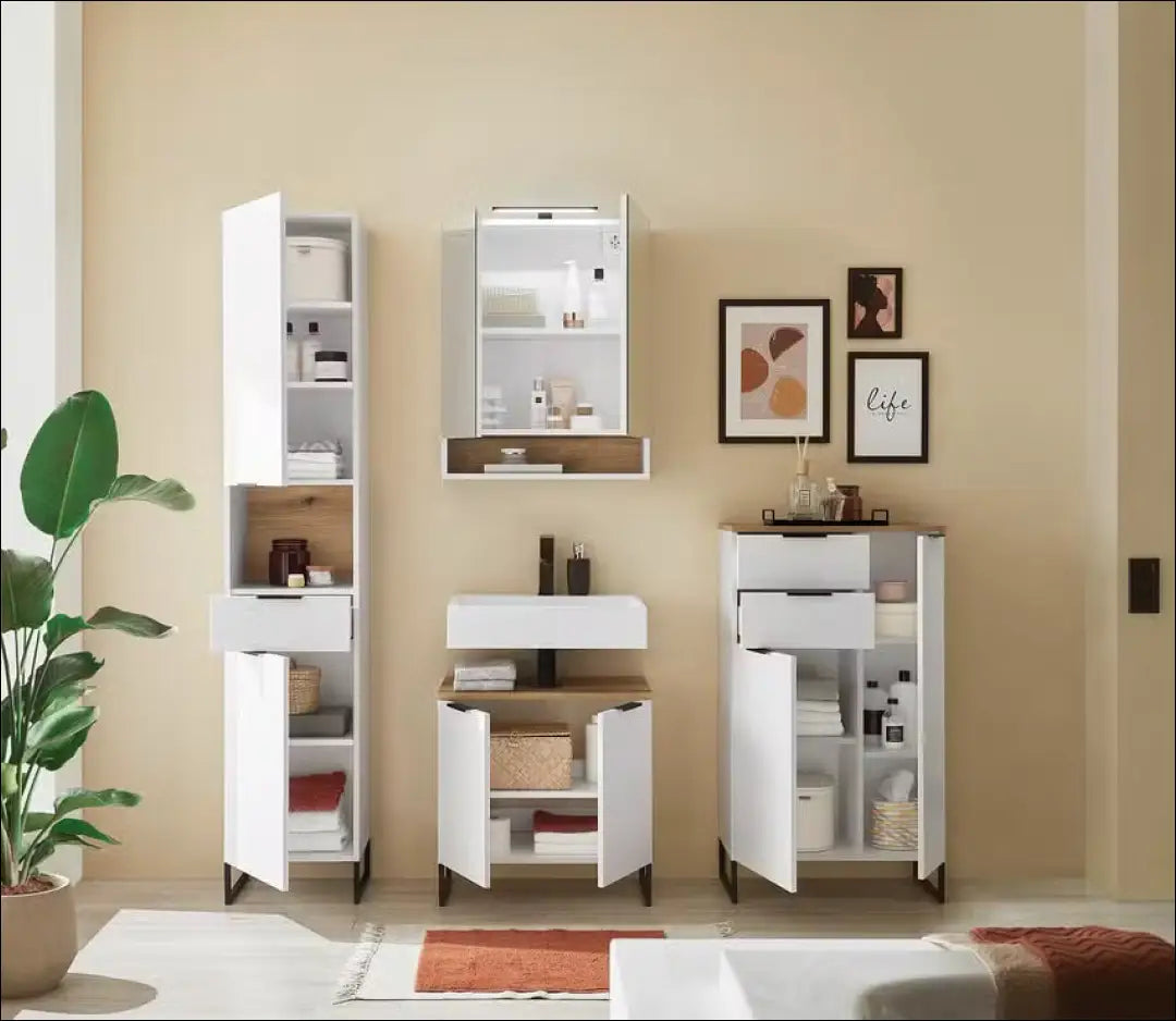 Pastatoma vonios spintelė KI1297 - €53 Save 50% 50-100, __label:Pristatymas 1-2 d.d., color-balta, color-ruda,