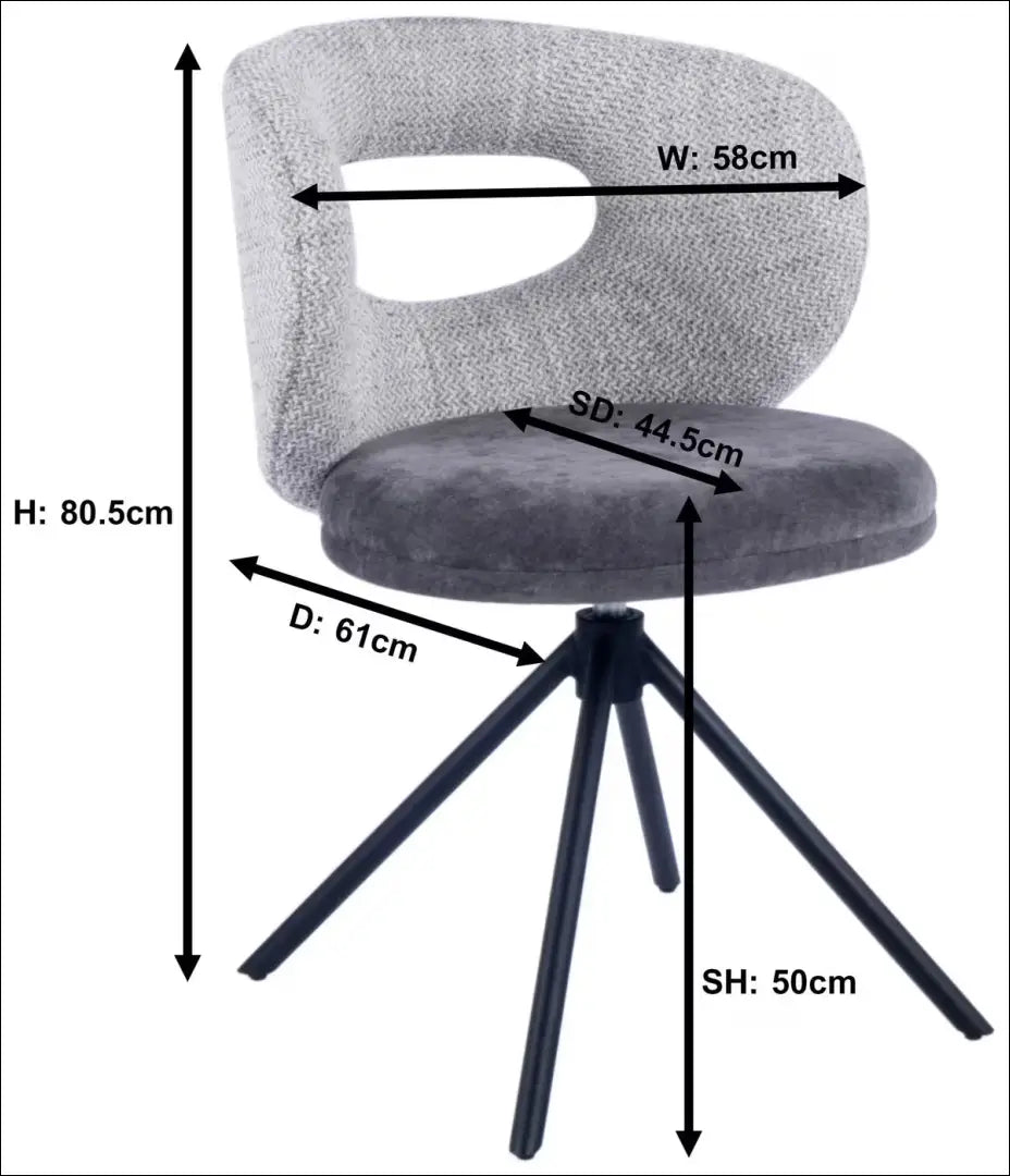 Pasukama kėdė VI1275 - €64 Save 50% 50-100, __label:Pristatymas 1-2 d.d., color-juoda, color-pilka, kedes-valgomojo €50