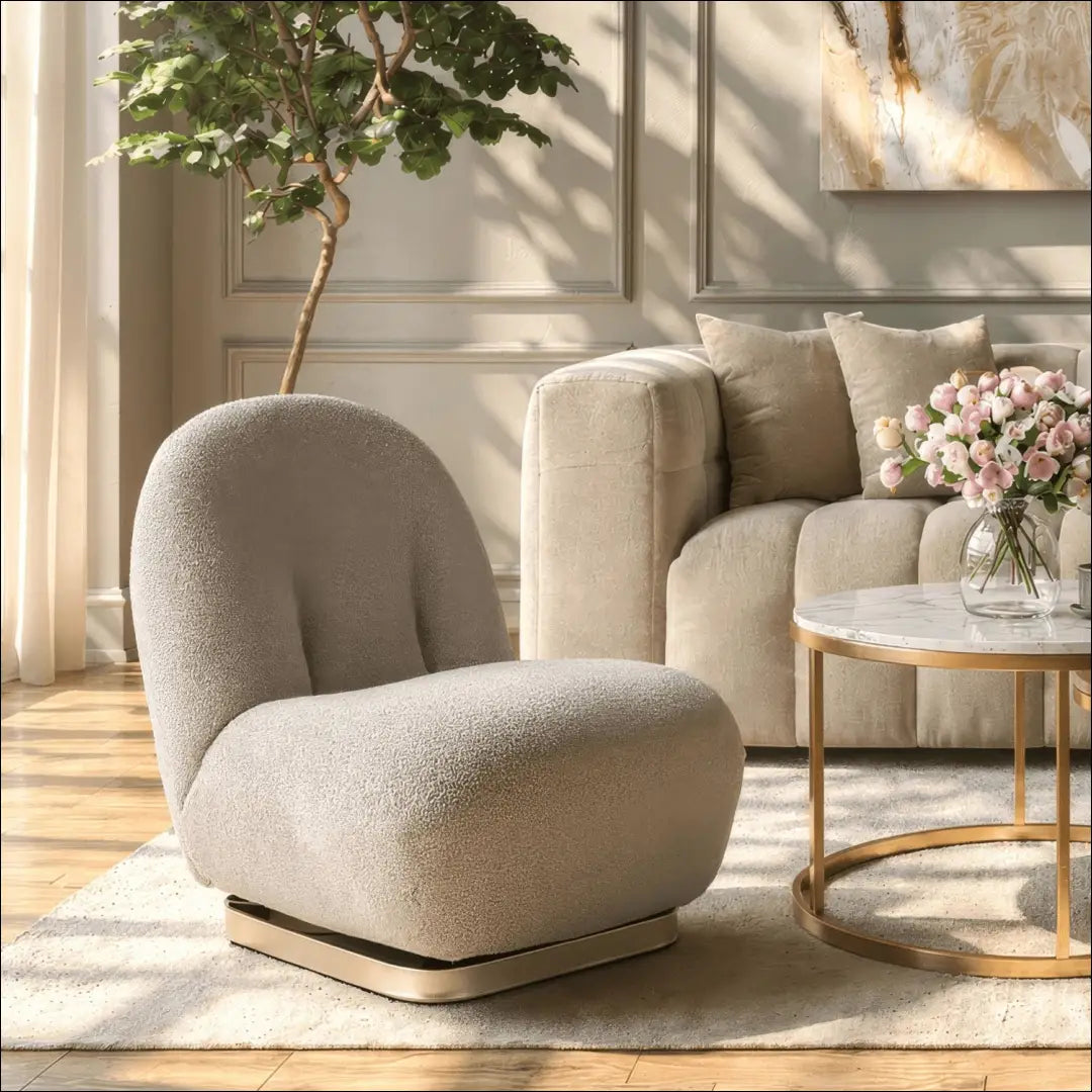 Pasukama poilsio kėdė pilka boucle TE2466 - €207 Save 15% __label:Pristatymas 5-14 d.d., Newelite Naujausi produktai