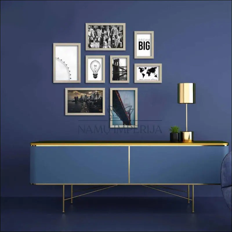 Paveikslaų komplektas (8vnt) DI9696 - €62 Save 50% 50-100, __label:Pristatymas 1-2 d.d., color-auksine, color-marga,