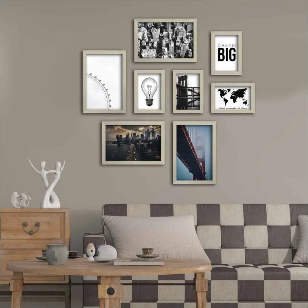 Paveikslų komplektas (8vnt) DI9696 - €55 Save 55% 50-100, __label:Pristatymas 1-2 d.d., color-auksine, color-marga,