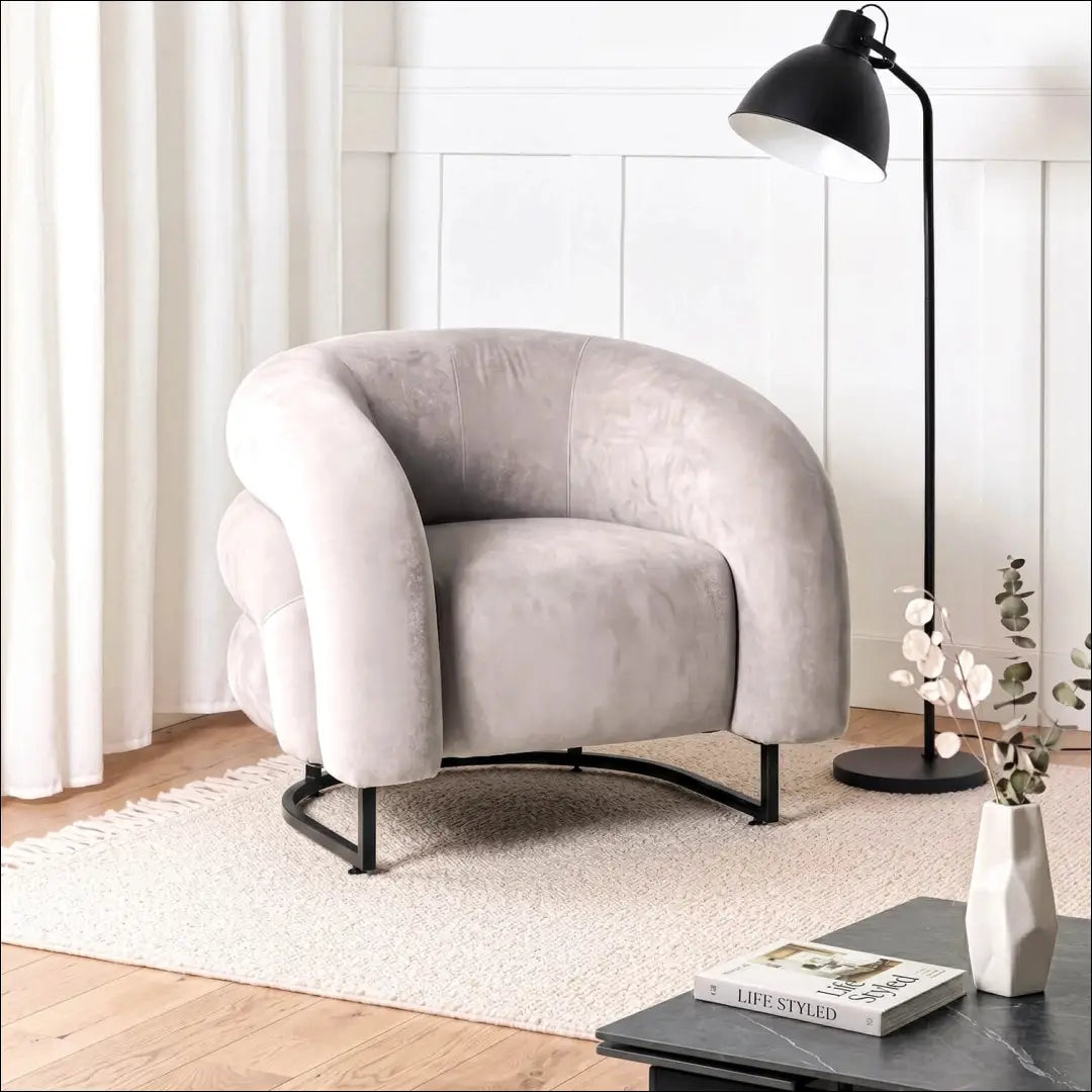 Pilkas aksominis poilsio fotelis TE2540 - €289.01 Save 15% __label:Pristatymas 5-14 d.d., Newelite Naujausi produktai