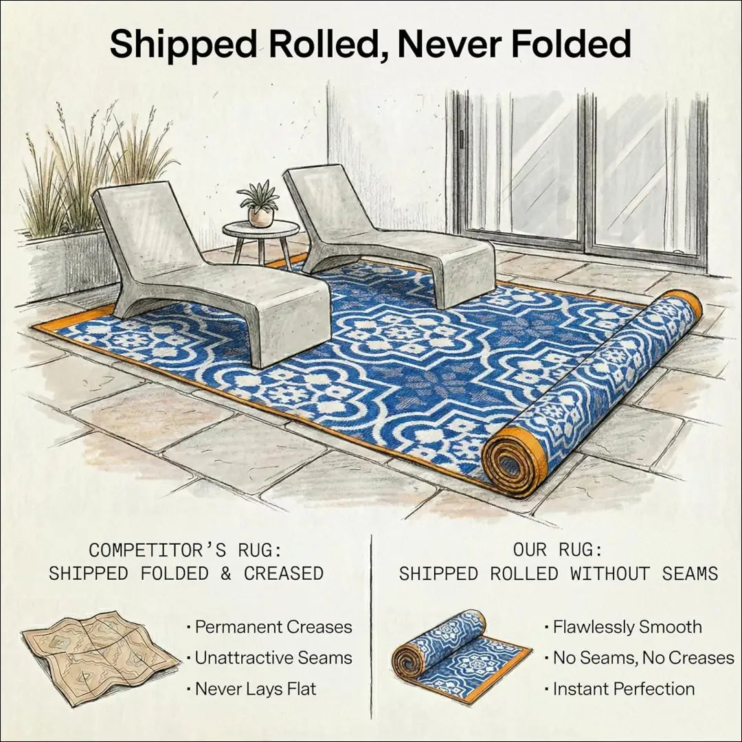 Plastikinis lauko kilimas RU1038 - €75 Save 50% 50-100, __label:Pristatymas 1-2 d.d., color-balta, color-melyna,