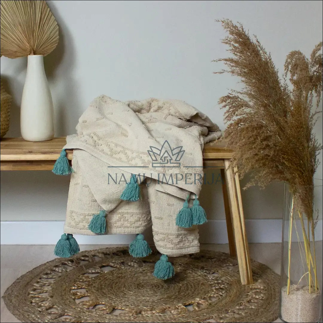 Pledas DI9091 - €17 Save 50% __label:Pristatymas 1-2 d.d., color-kremas, color-turkis, material-medvilne, notouch50 Iki