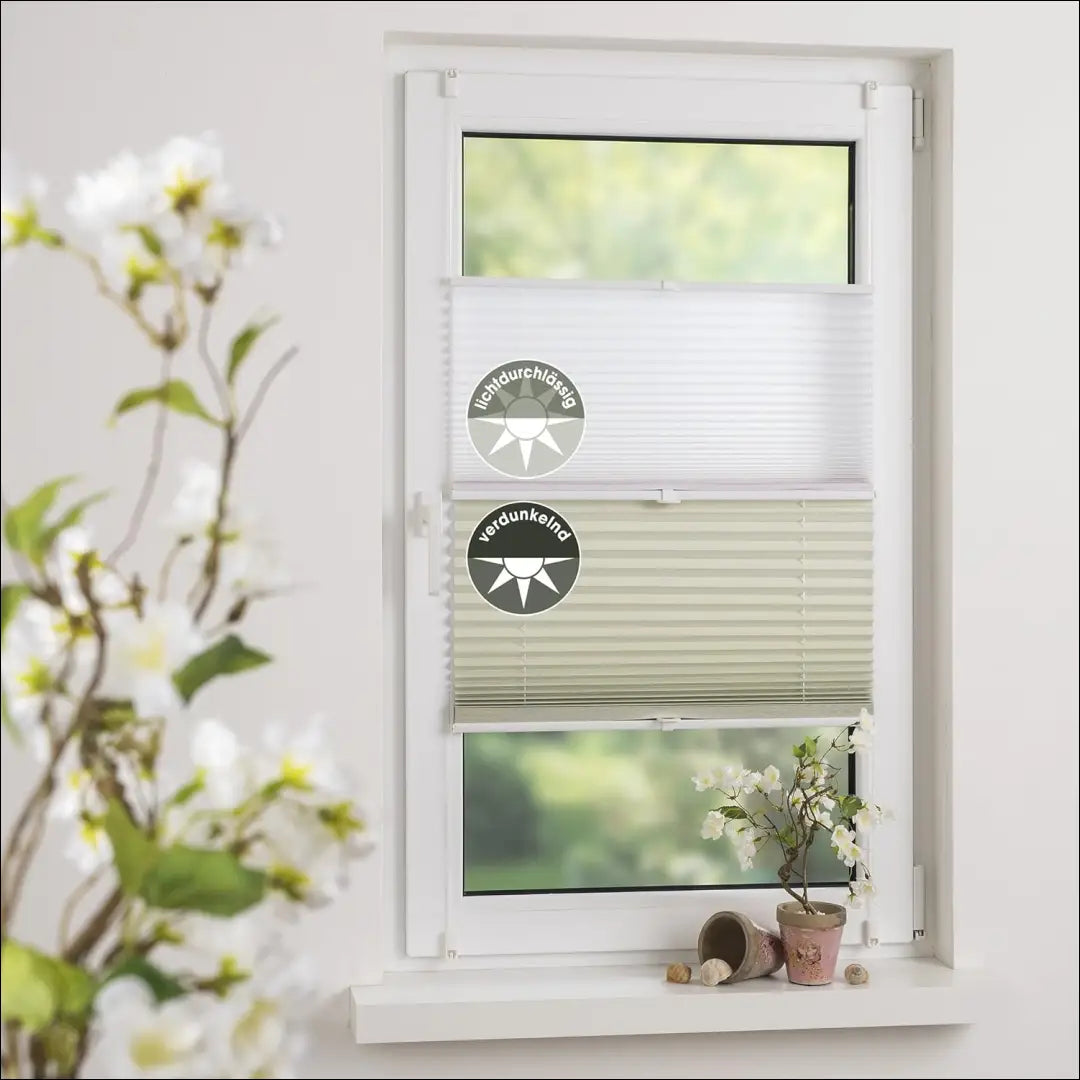 Plisuota žaliuzė DI11990 - €19 Save 50% __label:Pristatymas 1-2 d.d., color-balta, color-smelio, material-poliesteris,