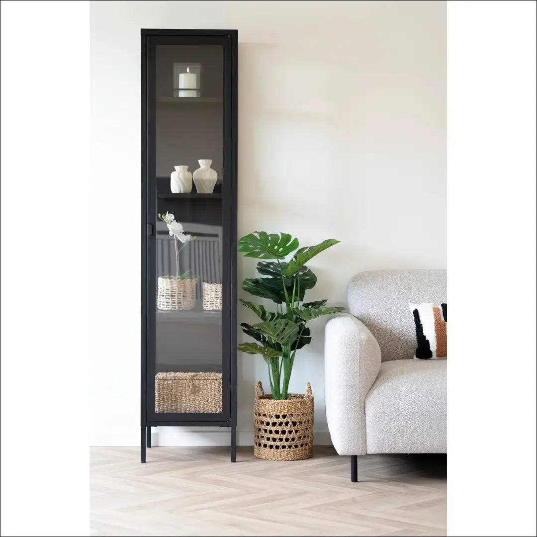 Plona vitrina 1 stiklinės durys plienas juoda 40x35x180 cm RD509 - €324 Save 15% __label:Pristatymas 5-14 d.d., Display