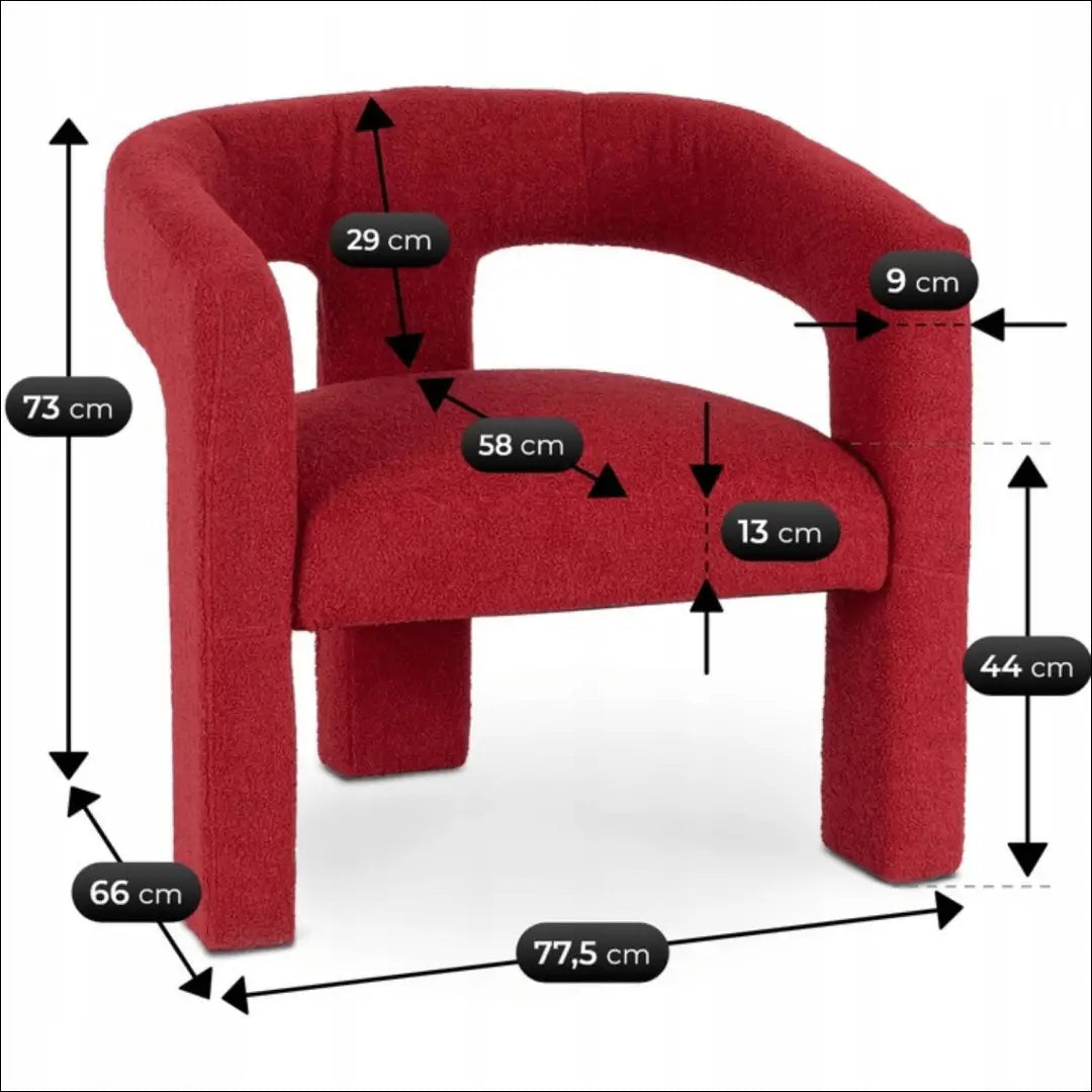 Poilsio fotelis su buklė audinio audiniu bordo spalvos TE1053 - €192 Save 15% 100-200, __label:Pristatymas 5-14 d.d.,