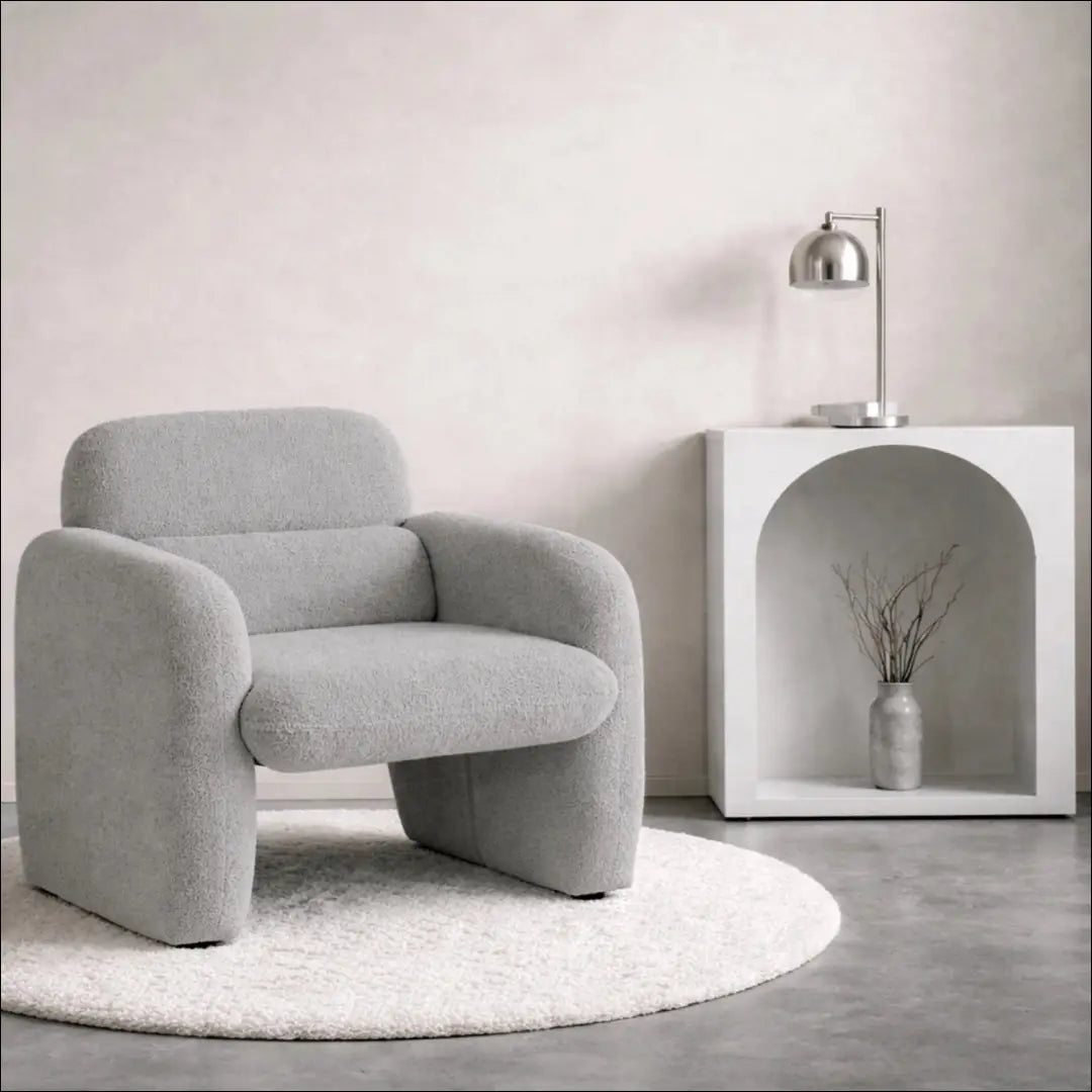 Poilsio fotelis su buklė audinio audiniu pilkos spalvos TE1149 - €160 Save 15% 100-200, __label:Pristatymas 5-14 d.d.,