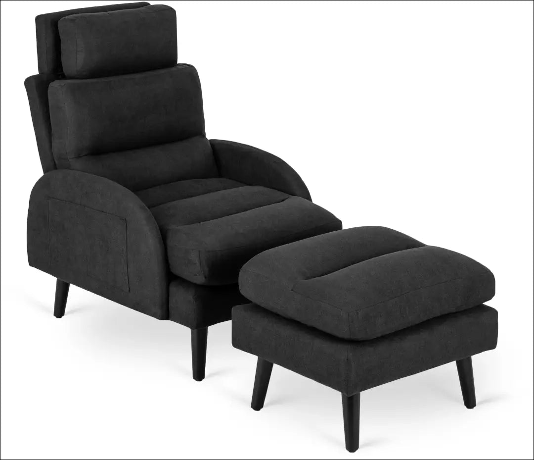 Poilsio fotelis su pakoju ir audinio audiniu juodos spalvos TE047 - €258 Save 15% __label:Pristatymas 5-14 d.d., elite,