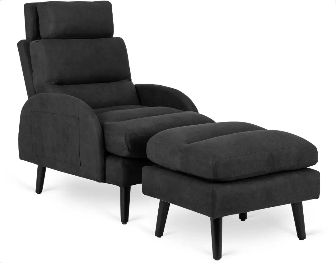 Poilsio fotelis su pakoju ir audinio audiniu juodos spalvos TE047 - €258 Save 15% __label:Pristatymas 5-14 d.d., elite,