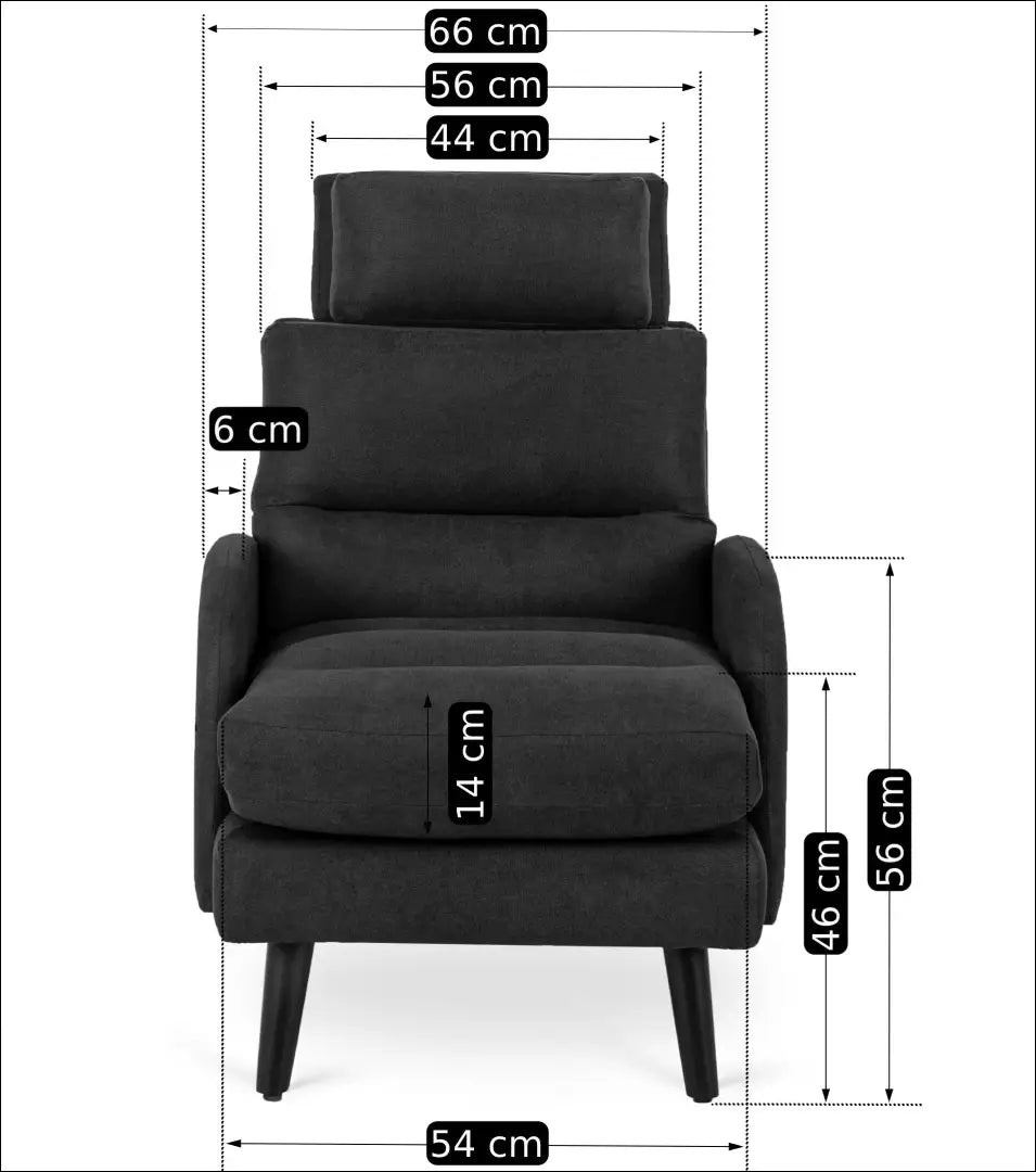 Poilsio fotelis su pakoju ir audinio audiniu juodos spalvos TE047 - €258 Save 15% __label:Pristatymas 5-14 d.d., elite,