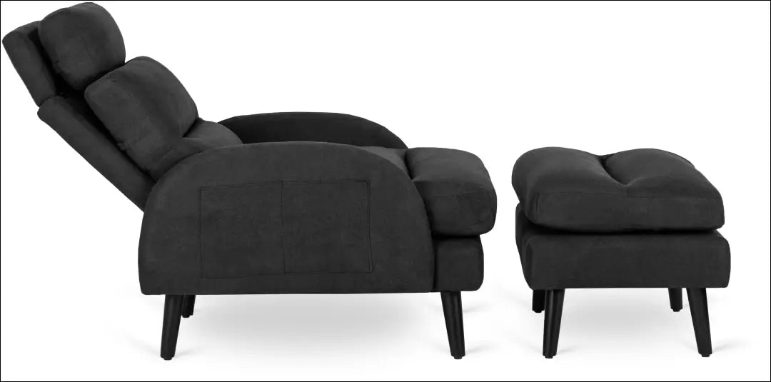 Poilsio fotelis su pakoju ir audinio audiniu juodos spalvos TE047 - €258 Save 15% __label:Pristatymas 5-14 d.d., elite,