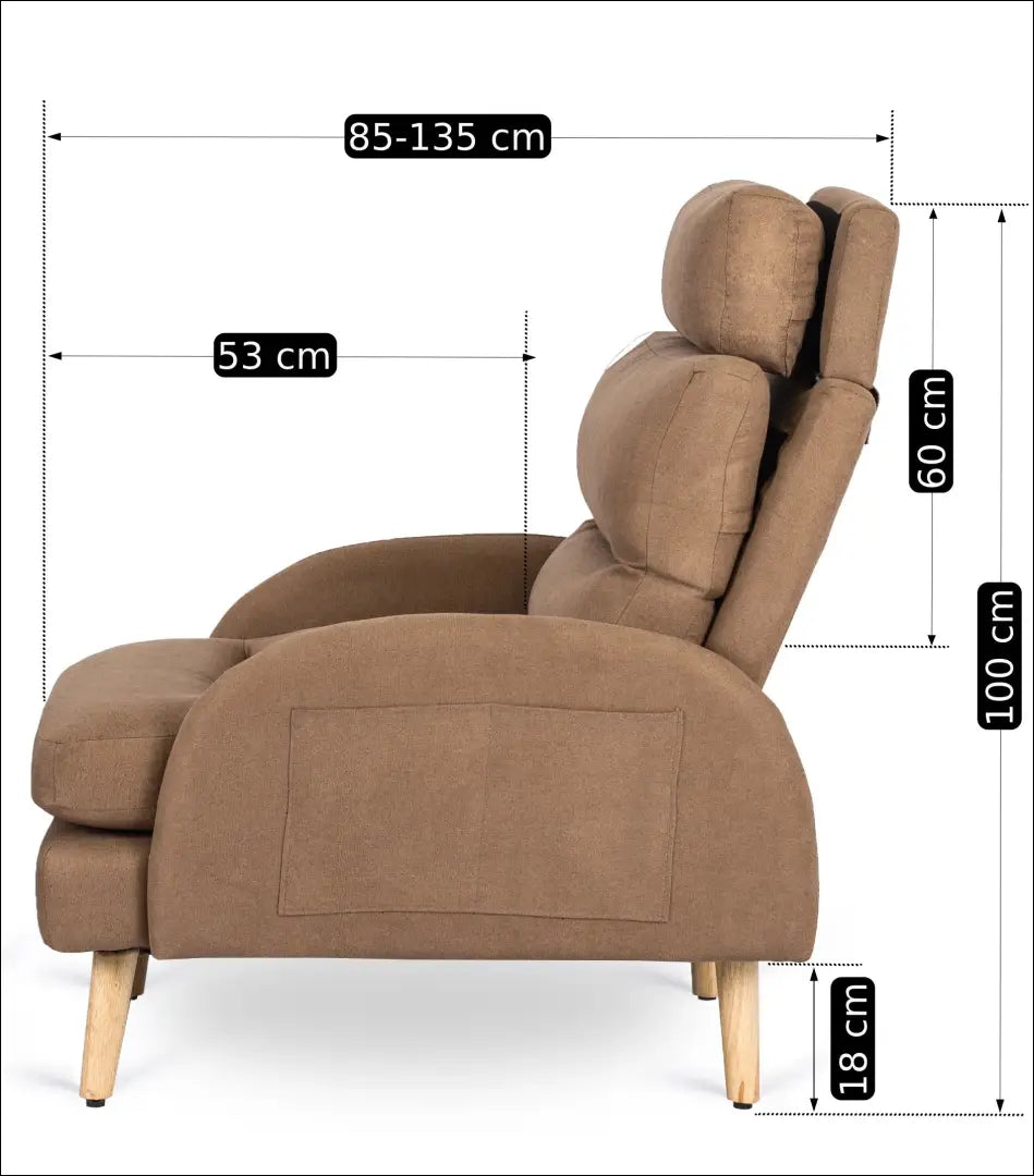 Poilsio fotelis su pakoju ir audinio audiniu rudos spalvos TE056 - €258 Save 15% __label:Pristatymas 5-14 d.d., elite,