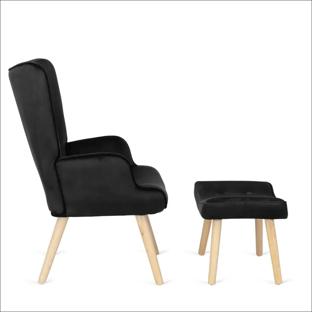 Poilsio fotelis su pakoju ir veliūro audiniu juodos spalvos TE149 - €159 Save 15% 100-200, __label:Pristatymas 5-14