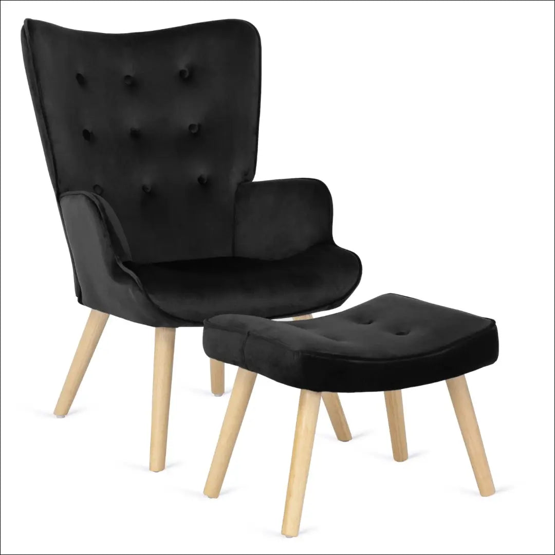 Poilsio fotelis su pakoju ir veliūro audiniu juodos spalvos TE149 - €159 Save 15% 100-200, __label:Pristatymas 5-14