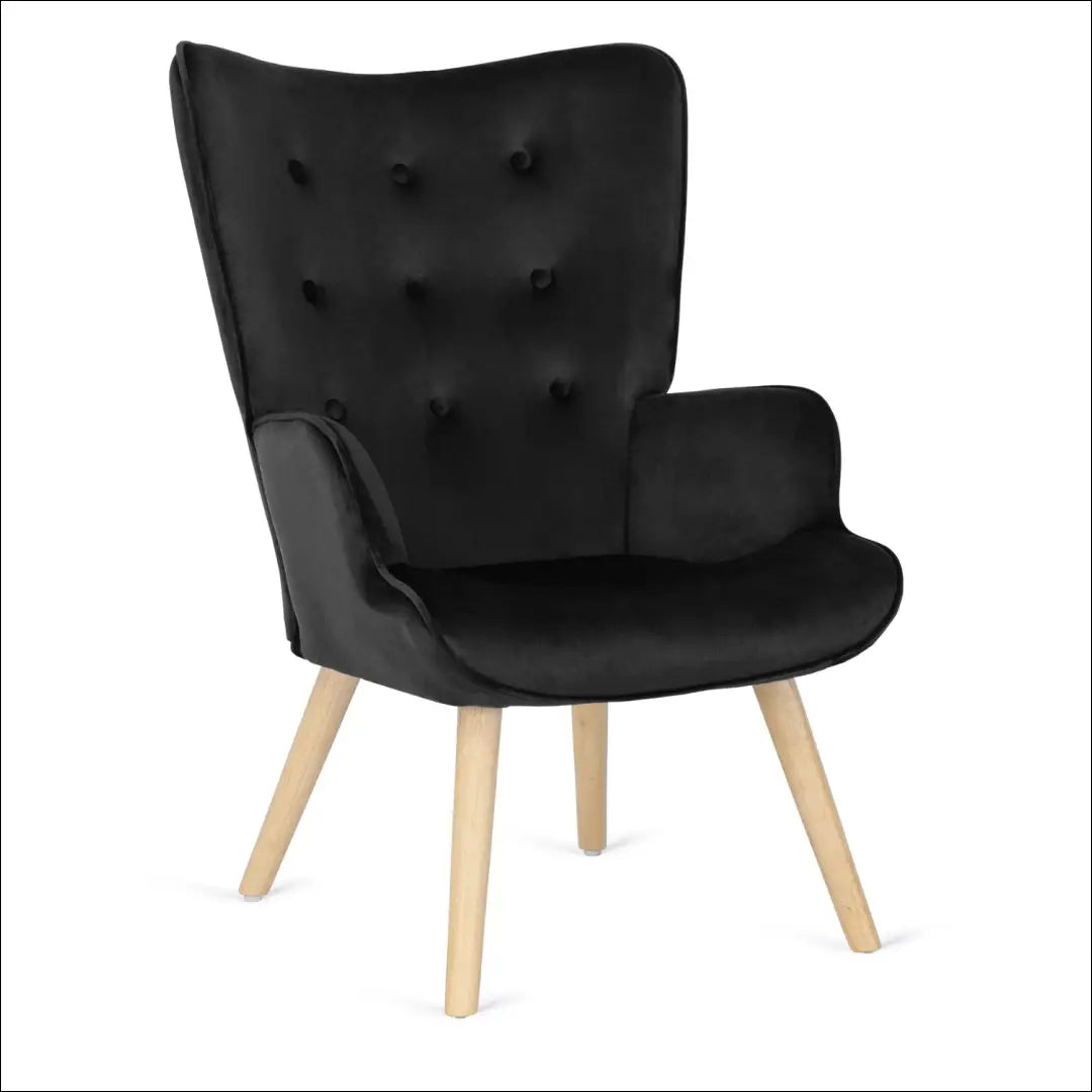 Poilsio fotelis su pakoju ir veliūro audiniu juodos spalvos TE149 - €159 Save 15% 100-200, __label:Pristatymas 5-14