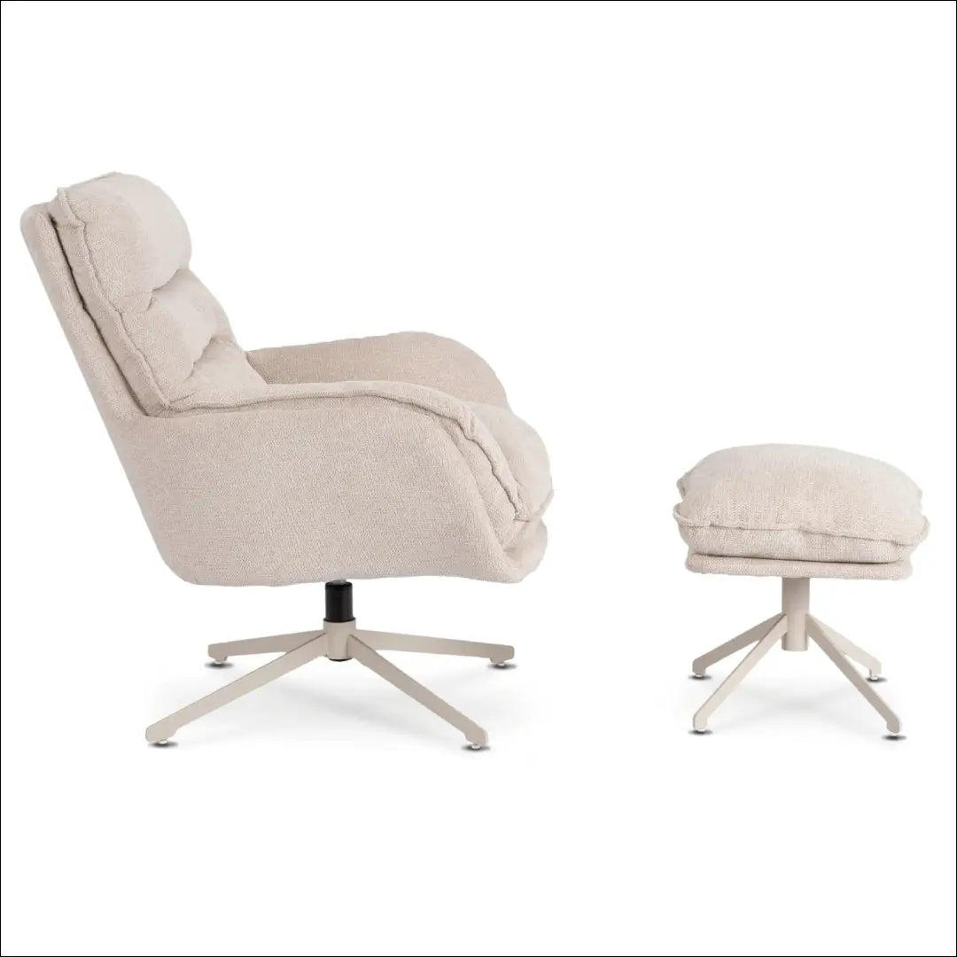 Poilsio fotelis su pakoju sukamas audiniu kreminės spalvos TE1038 - €321 Save 15% __label:Pristatymas 5-14 d.d., elite,