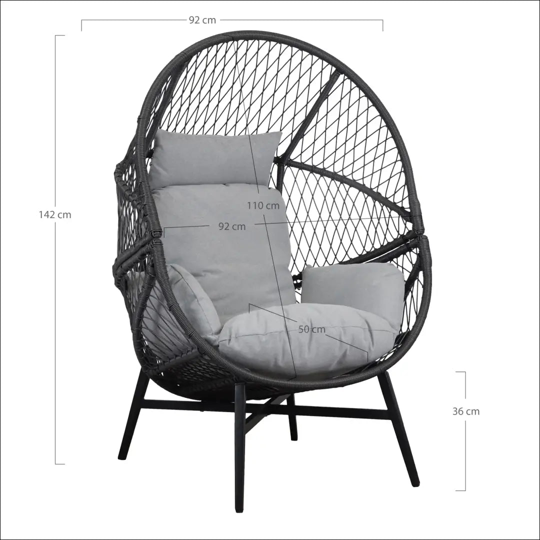 Poilsio krėslas poliratanas juodas su pagalvėlėmis RD1077 - €455 Save 15% __label:Pristatymas 5-14 d.d., Juoda, nordic,