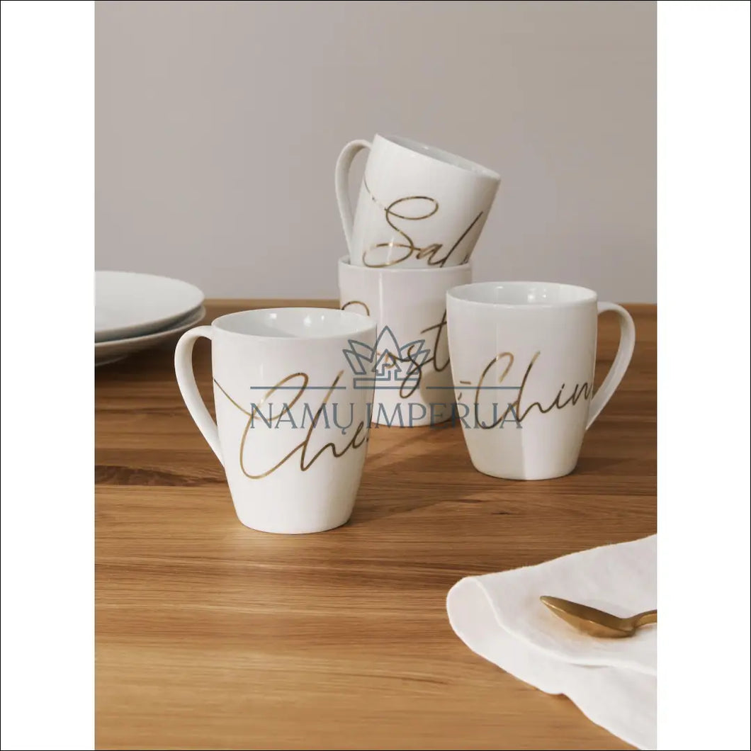 Porcelianinių puodelių komplektas (4vnt) DI4179 - €14 Save 55% color-auksine, color-balta, indai, interjeras,