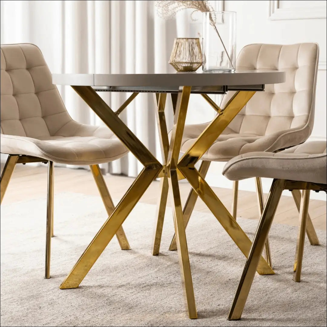 Prailginamas stalas iš laminuotos medžio drožlių plokštės auksinės spalvos / kašmyro 80-160 cm TE755 - €334 Save 15%