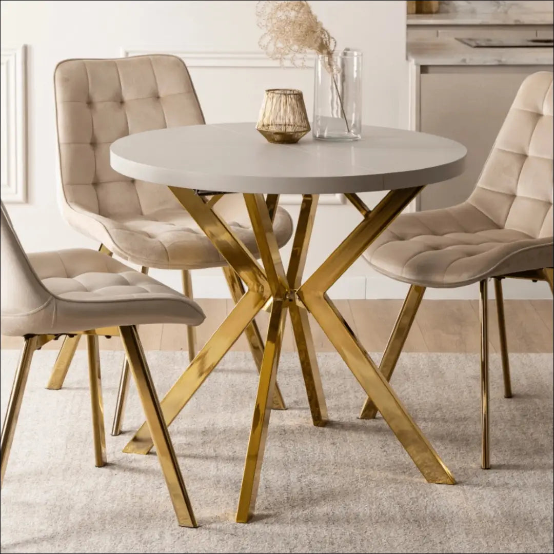 Prailginamas stalas iš laminuotos medžio drožlių plokštės auksinės spalvos / kašmyro 80-160 cm TE755 - €334 Save 15%