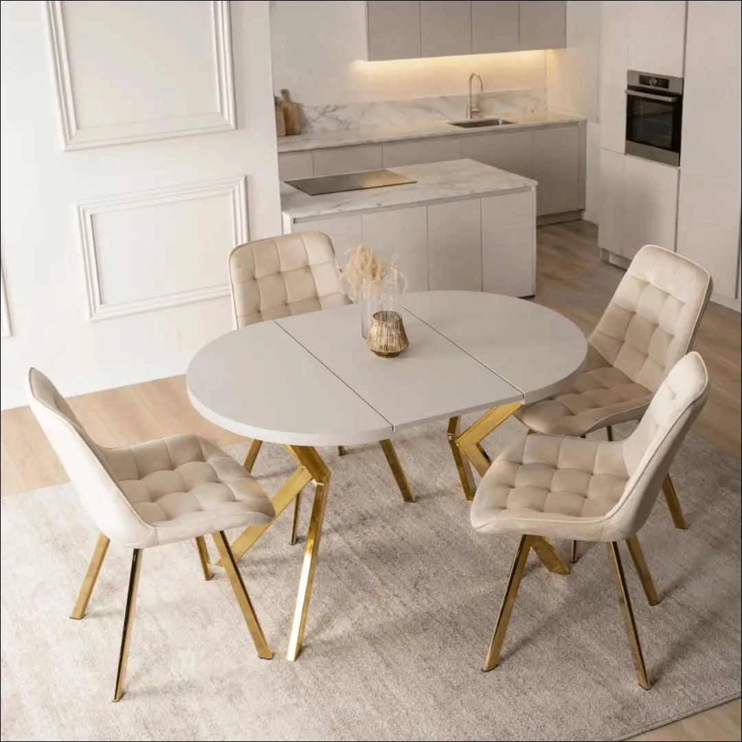 Prailginamas stalas iš laminuotos medžio drožlių plokštės auksinės spalvos / kašmyro 80-160 cm TE755 - €334 Save 15%