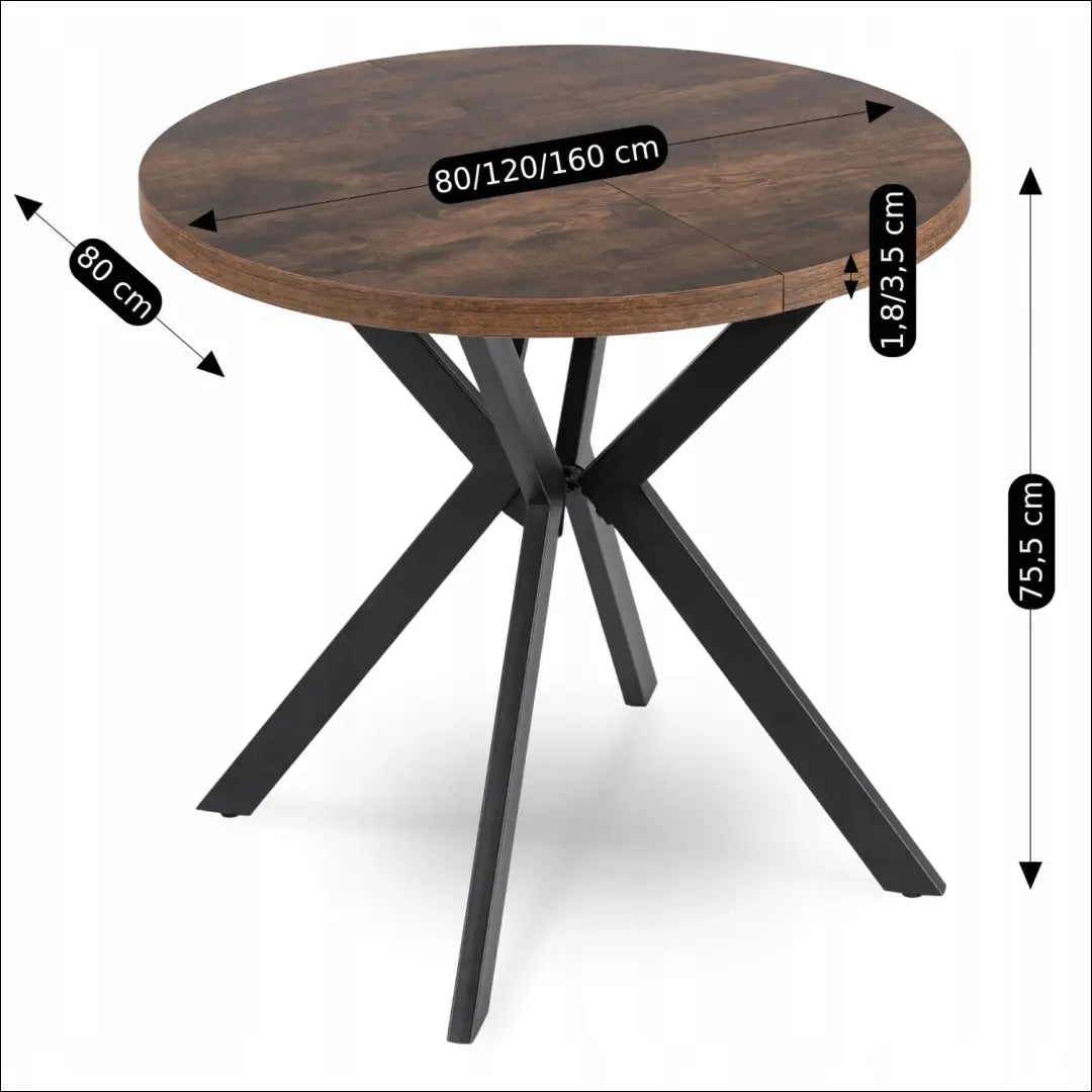 Prailginamas stalas iš laminuotos medžio drožlių plokštės juodos spalvos / ąžuolo 80-160 cm TE525 - €319 Save 15%