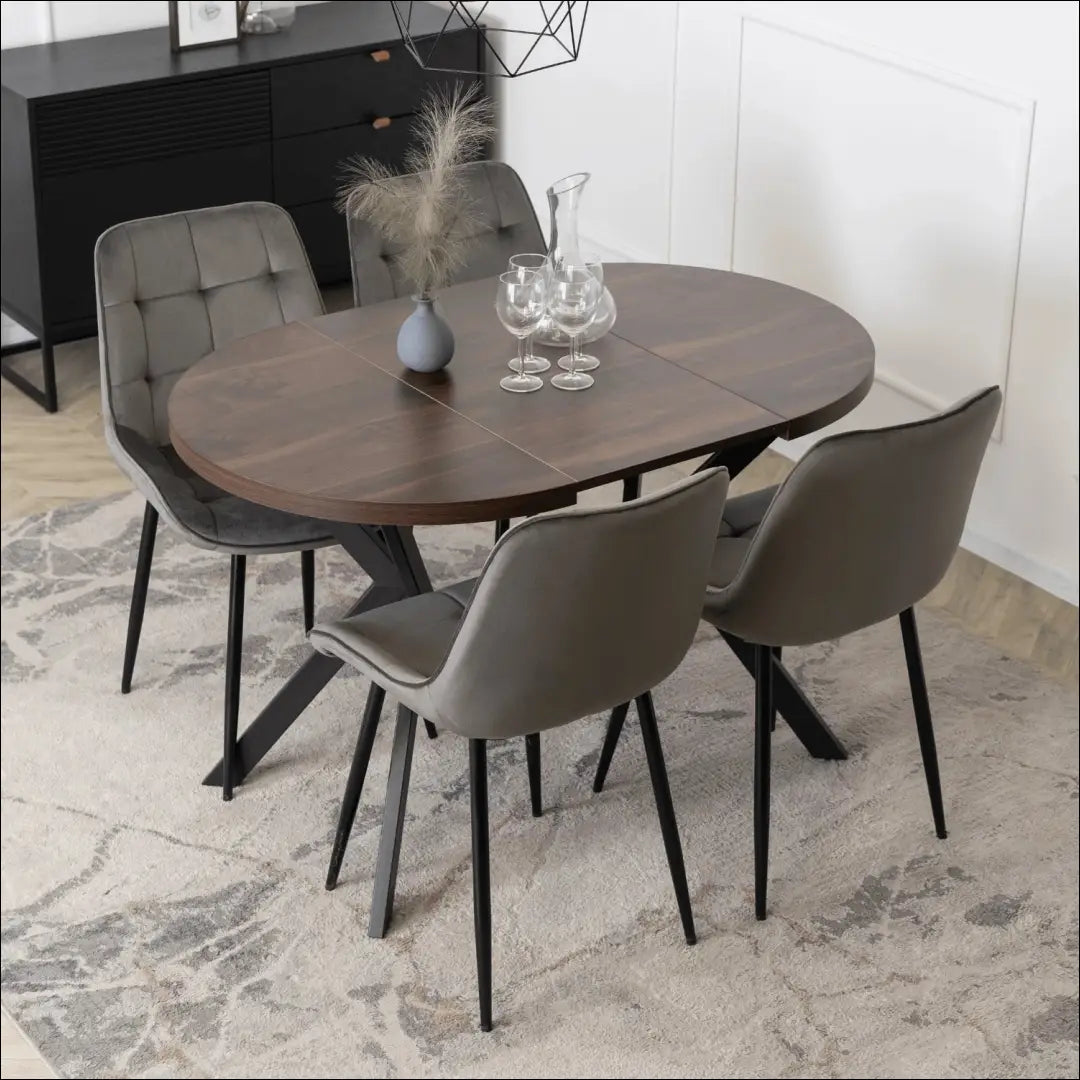 Prailginamas stalas iš laminuotos medžio drožlių plokštės juodos spalvos / riešuto 80-160 cm TE592 - €319 Save 15%