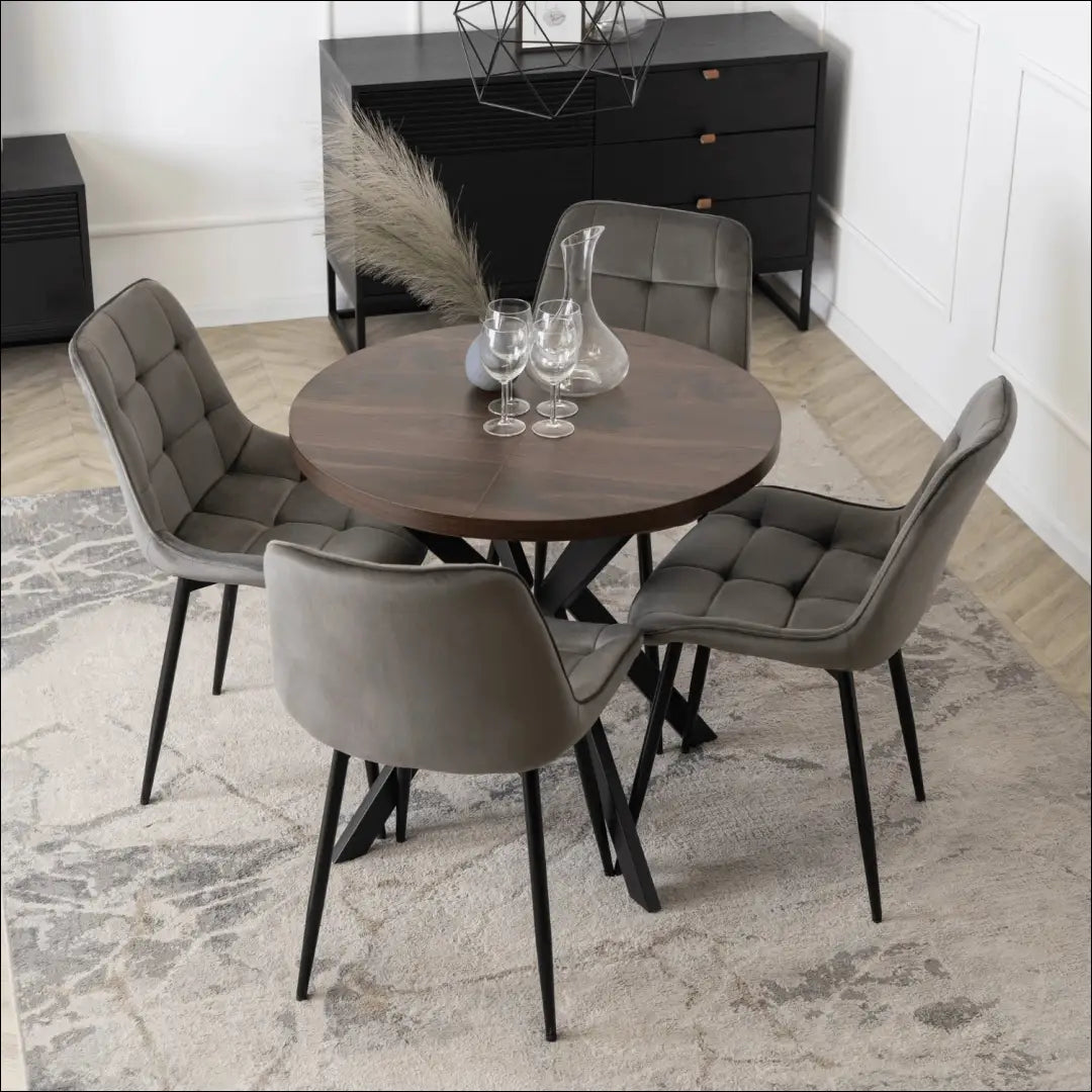 Prailginamas stalas iš laminuotos medžio drožlių plokštės juodos spalvos / riešuto 80-160 cm TE592 - €319 Save 15%