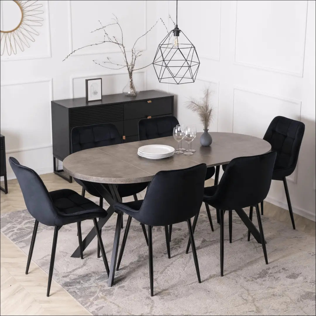 Prailginamas stalas iš laminuotos medžio drožlių plokštės juodos spalvos / betono 80-160 cm TE523 - €319 Save 15%