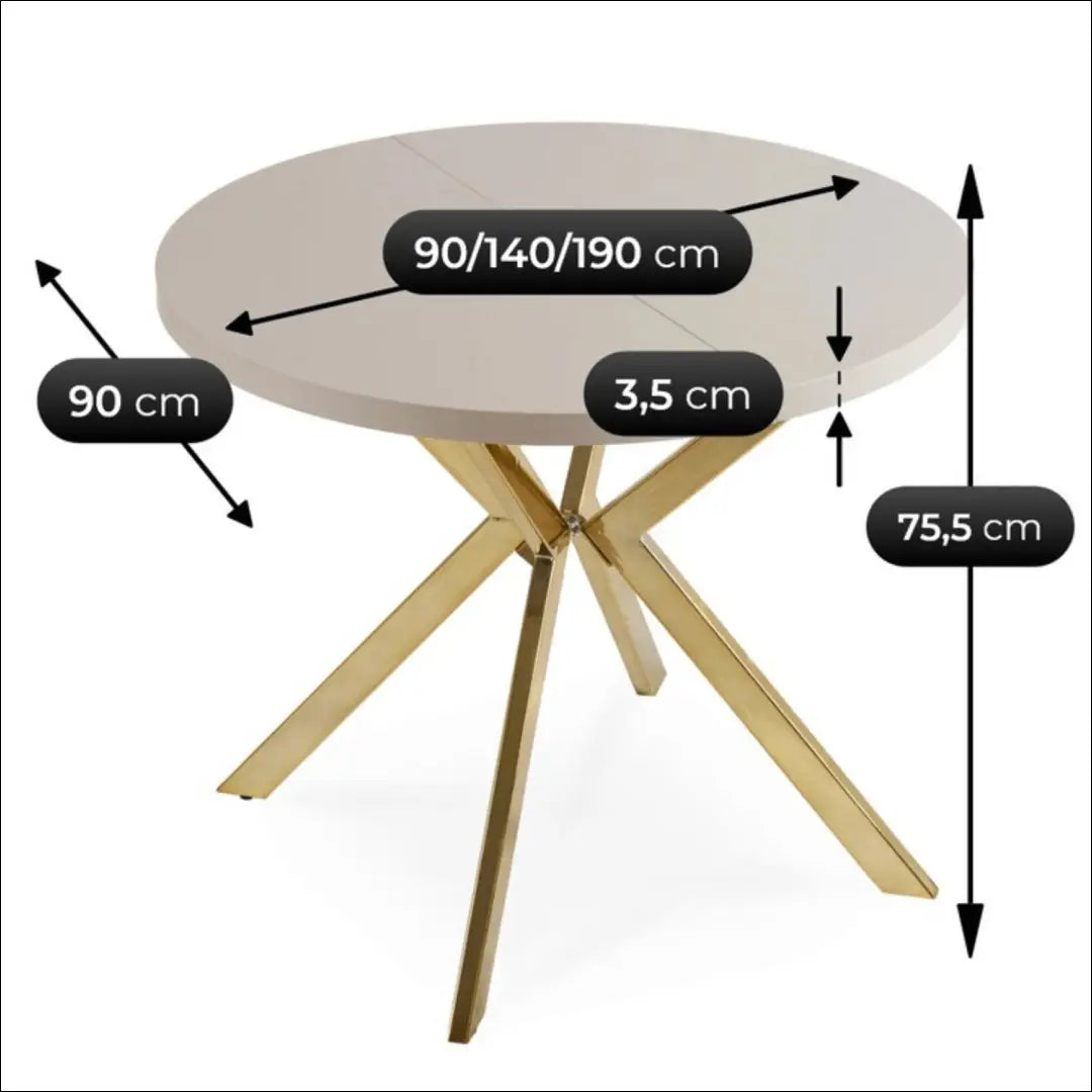 Prailginamas stalas iš MDF auksinės spalvos / kašmyro 90-190 cm TE756 - €376 Save 15% __label:Pristatymas 5-14 d.d.,