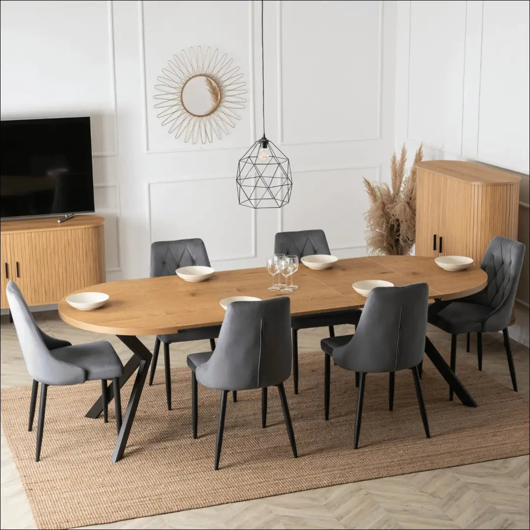 Prailginamas stalas iš MDF juodos spalvos / ąžuolo 100-250 cm TE134 - €376 Save 15% __label:Pristatymas 5-14 d.d.,