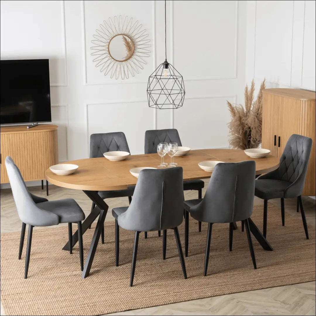 Prailginamas stalas iš MDF juodos spalvos / ąžuolo 100-250 cm TE134 - €376 Save 15% __label:Pristatymas 5-14 d.d.,