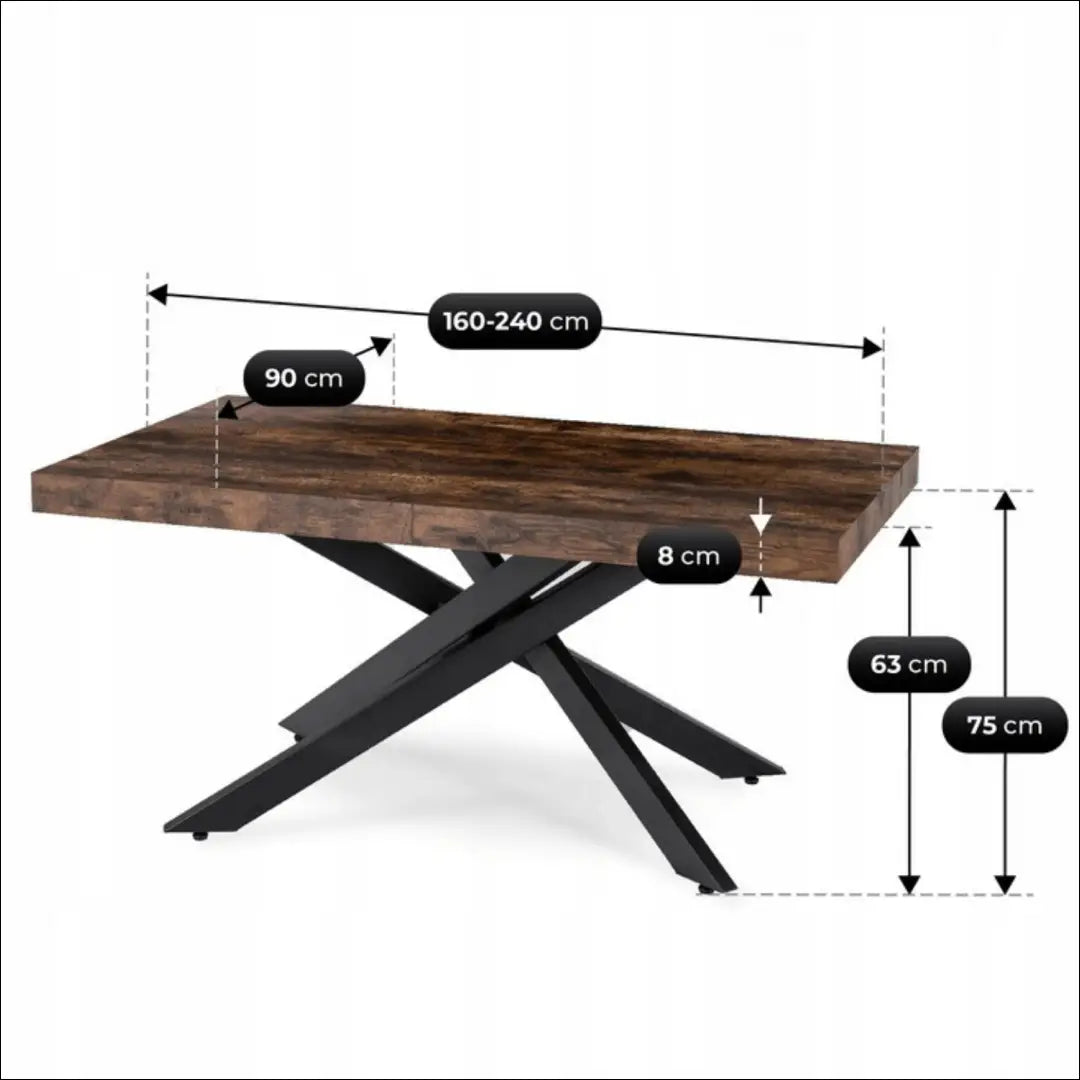 Prailginamas stalas iš MDF juodos spalvos / ąžuolo 160-240 cm TE908 - €423 Save 15% __label:Pristatymas 5-14 d.d.,