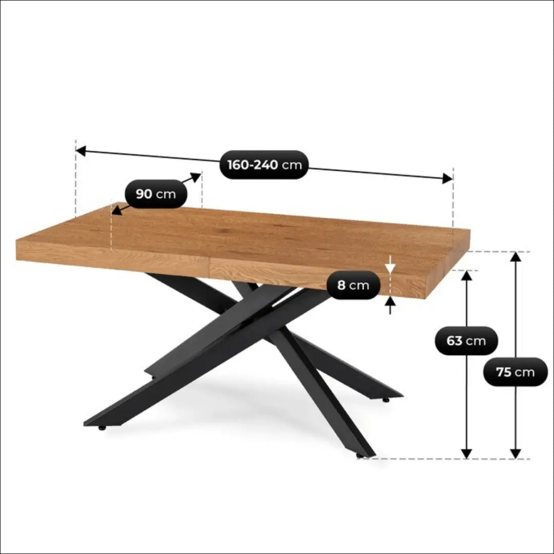 Prailginamas stalas iš MDF juodos spalvos / ąžuolo 160-240 cm TE909 - €410 Save 15% __label:Pristatymas 5-14 d.d.,