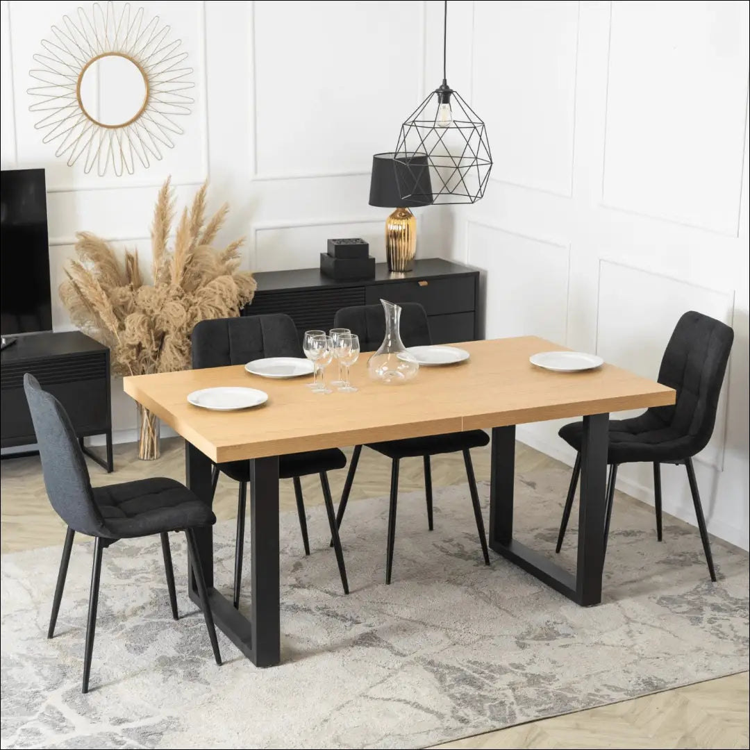 Prailginamas stalas iš MDF juodos spalvos / ąžuolo 160-260 cm TE164 - €372 Save 15% __label:Pristatymas 5-14 d.d.,